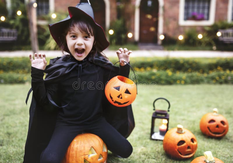 Young Kid Dressed Up for Halloween Festival Stock Photo - Image of fall ...