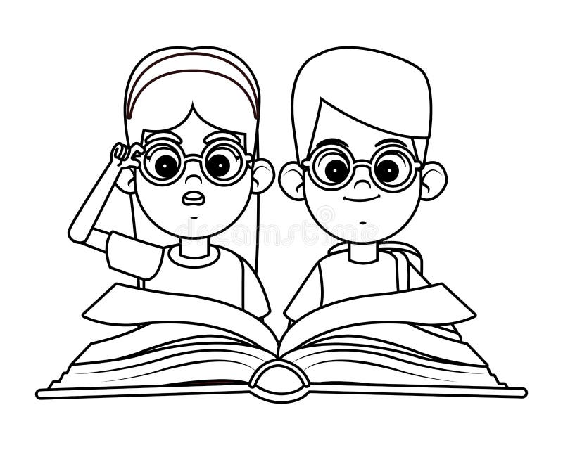 Reading Books Clipart Black And White