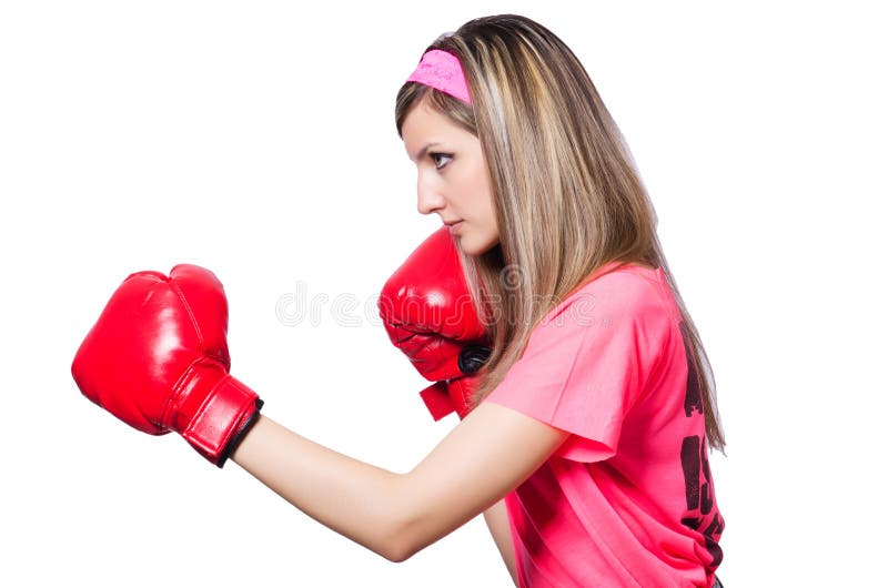 Young lady with boxing gloves