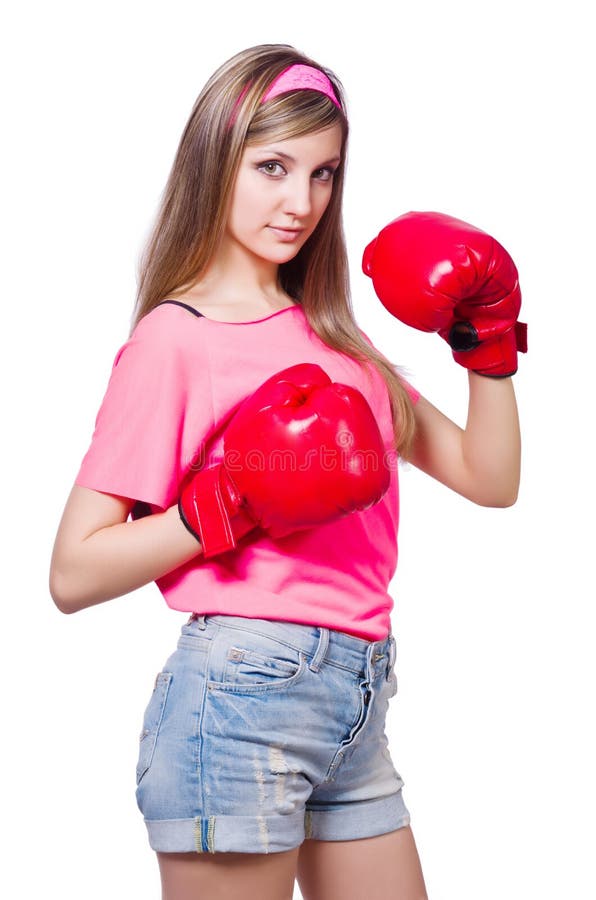 Young lady with boxing gloves