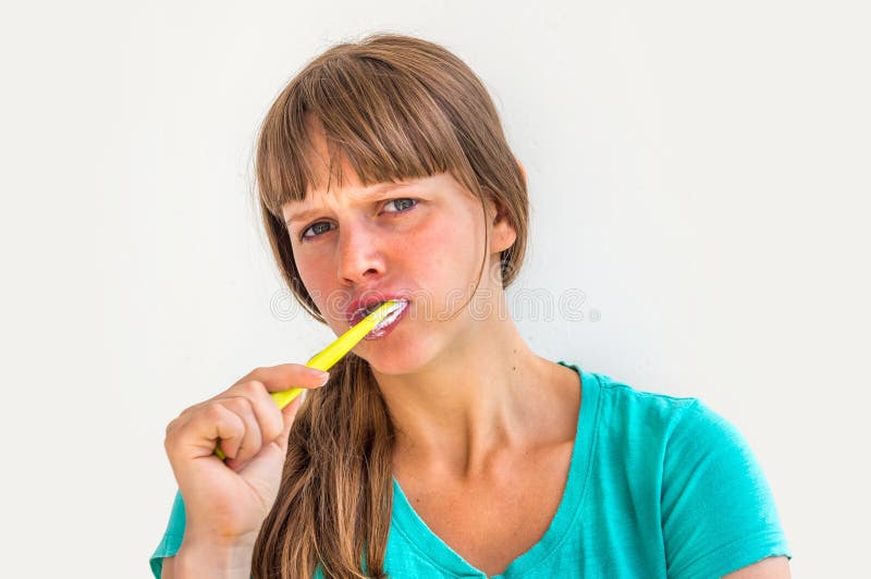 Young Lady Brushing Teeth in the Morning Stock Photo Image of clean