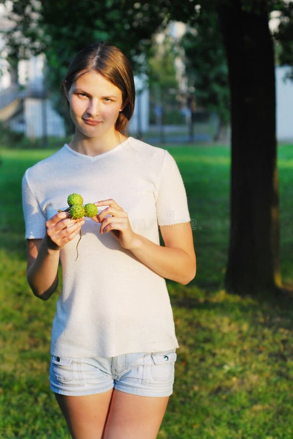 Young lady with chestnuts