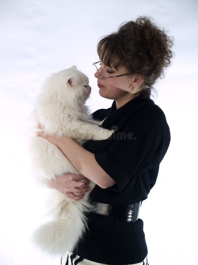 Young Lady in glasses holding cat