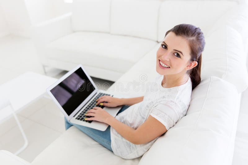 Young lady laptop computer stock image. Image of caucasian - 66501469