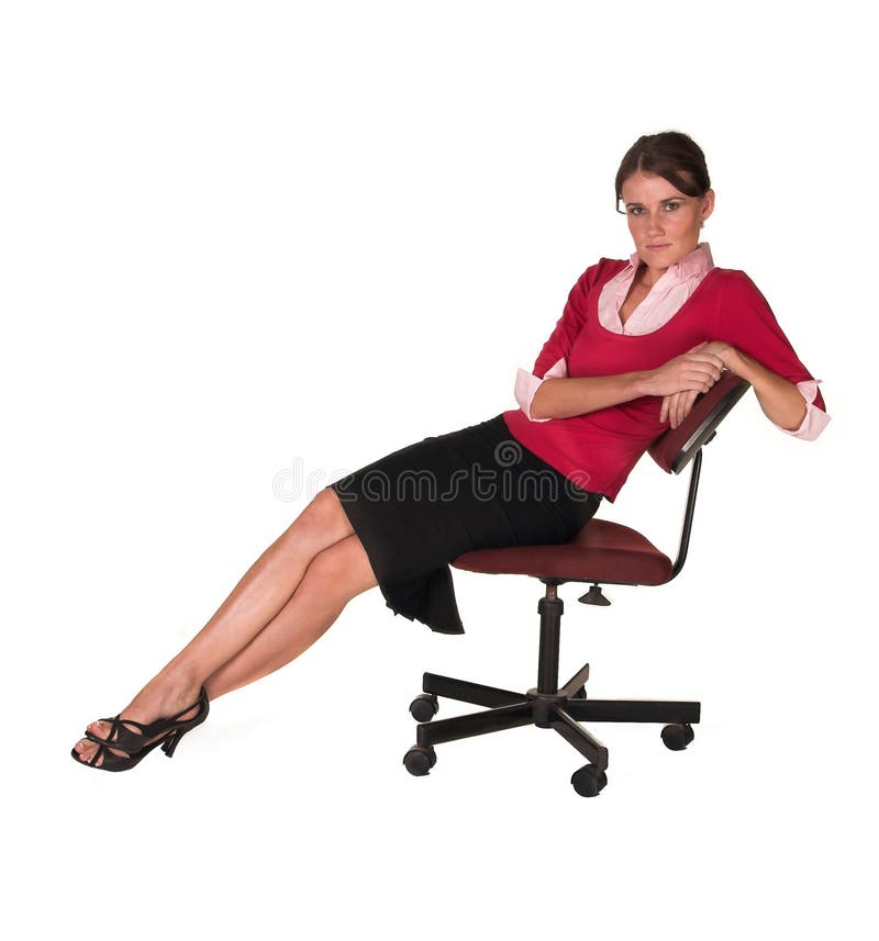 Young lady on office chair