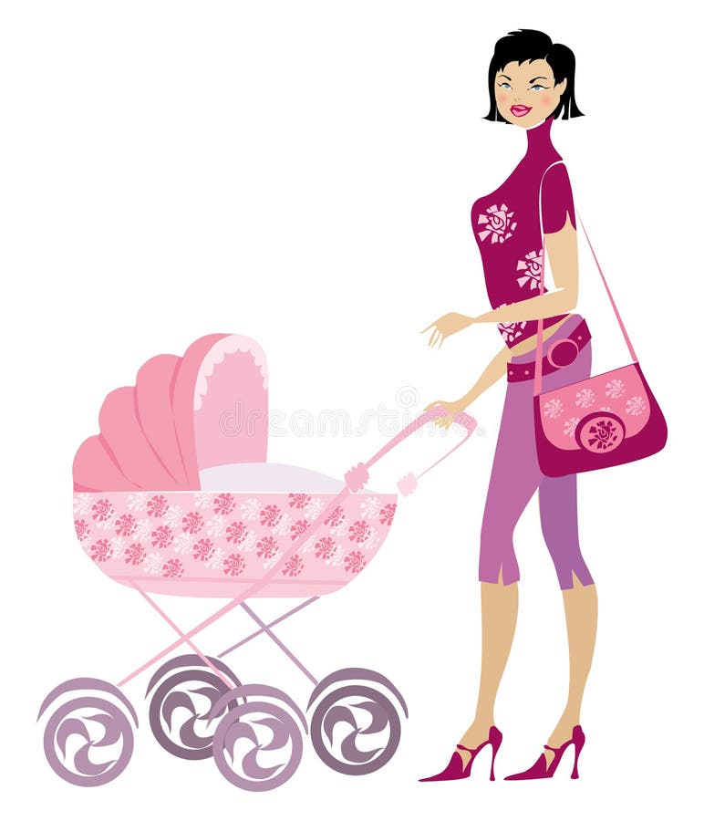 Young lady and pram