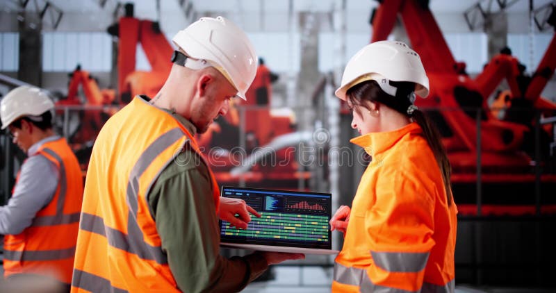 Young Latino Engineer Inspecting Semiconductor Equipment stock illustration