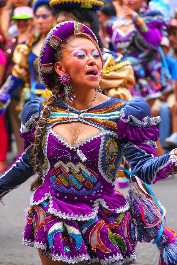 Young Local Woman Dancing during Festival of the Virgin De La Ca ...