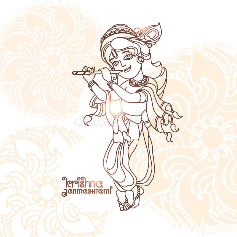 Young Lord Krishna. Krishna Janmashtami Greeting Card. Vector. Stock Vector - Illustration of hindu, flute: 123662241 Young Lord Krishna. Krishna Janmashtami Greeting Card. Vector. Stock Vector - Illustration of hindu, flute: 123662241