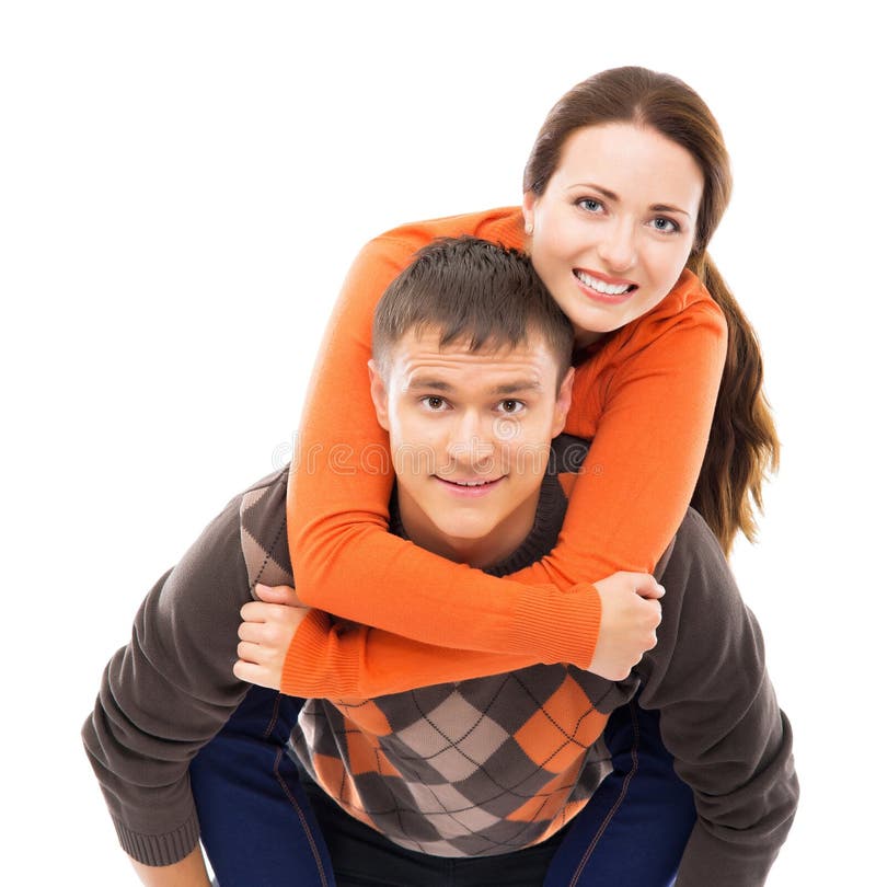 Young and lovely Caucasian couple isolated on white stock photos Young and lovely Caucasian couple isolated on white stock photos