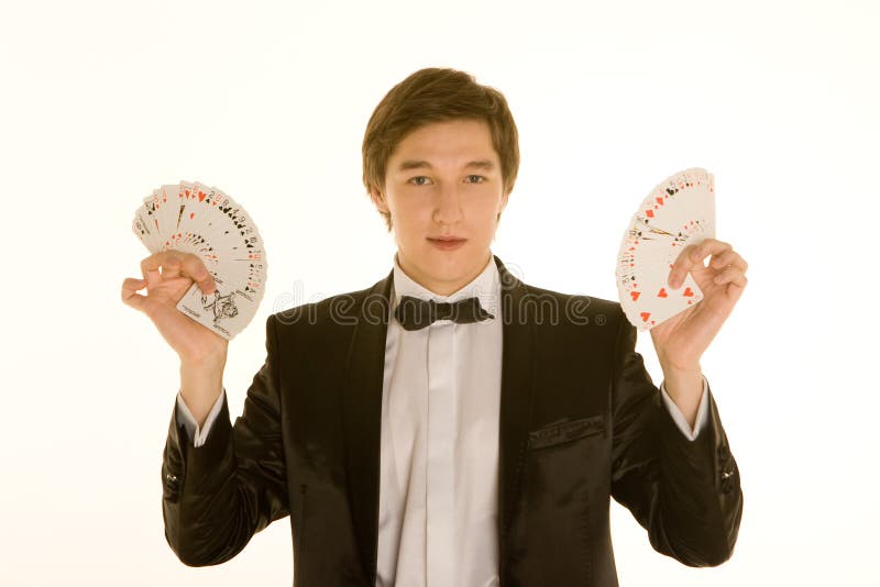 Young magician with cards royalty free stock image Young magician with cards royalty free stock image