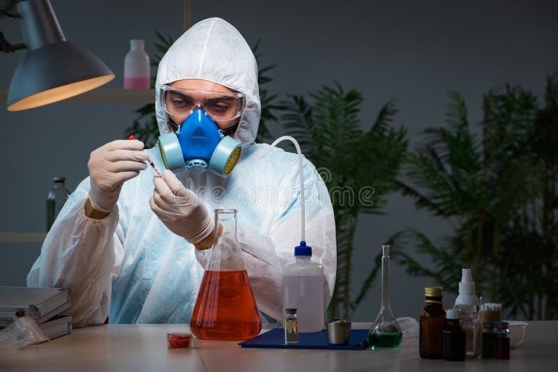 Medical Worker Wearing Hazmat Suit In Laboratory Stock Image