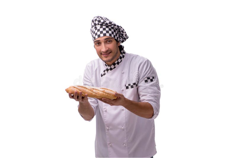 The Young Male Baker Isolated on White Stock Image Image of loaf, food 144522543