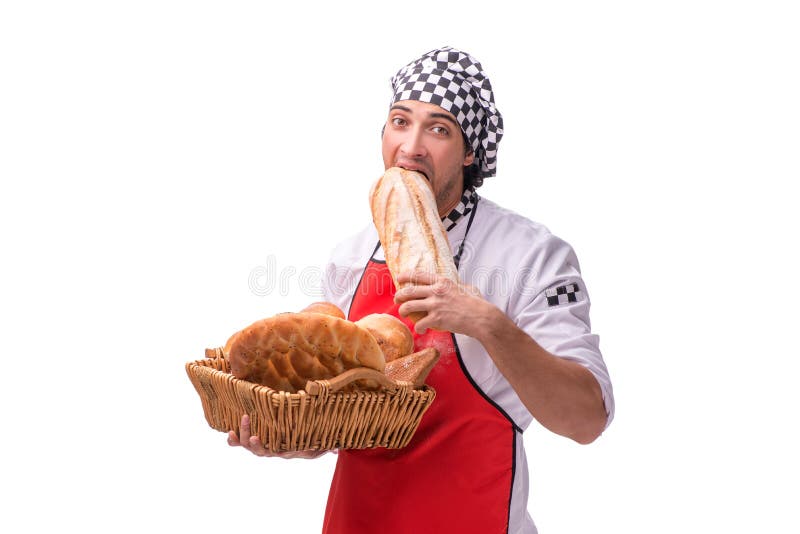 The Young Male Baker Isolated on White Stock Image Image of good