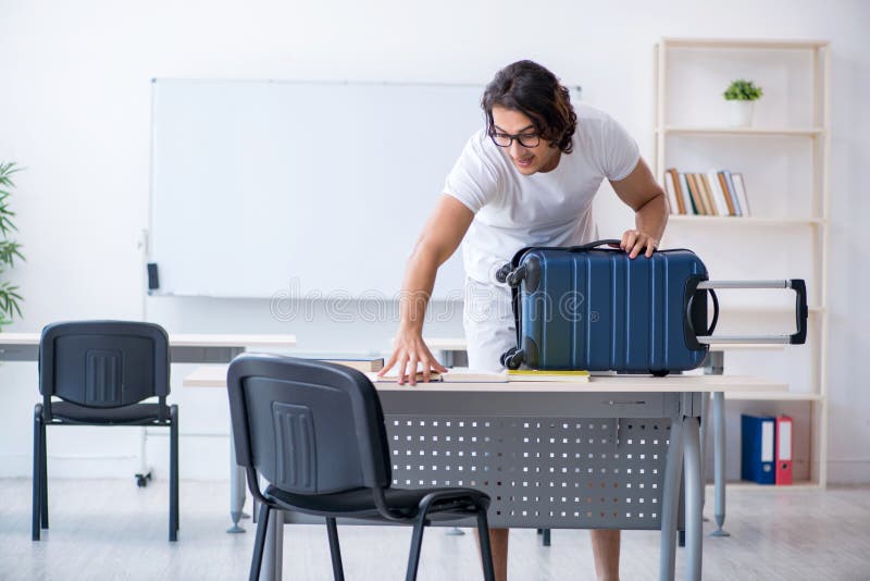 Young Male Student in Front of Whiteboard Stock Image Image of