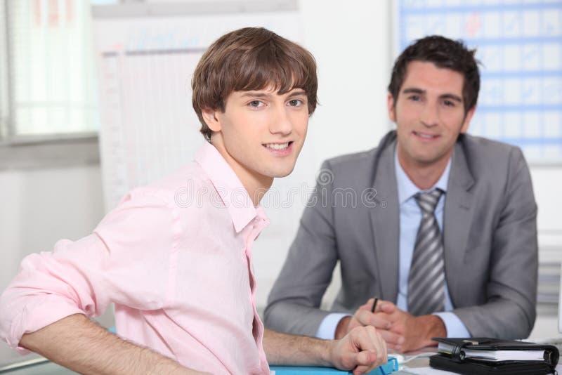 Young man at appointment stock photo