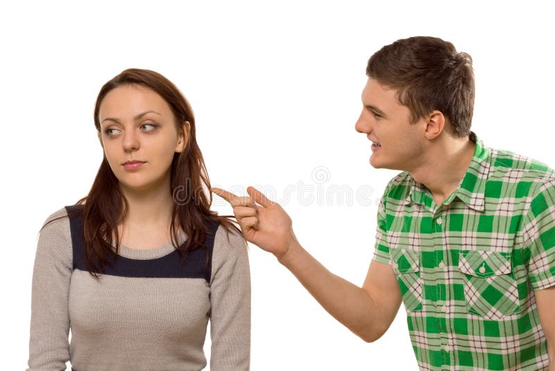 Young man arguing with his girlfriend