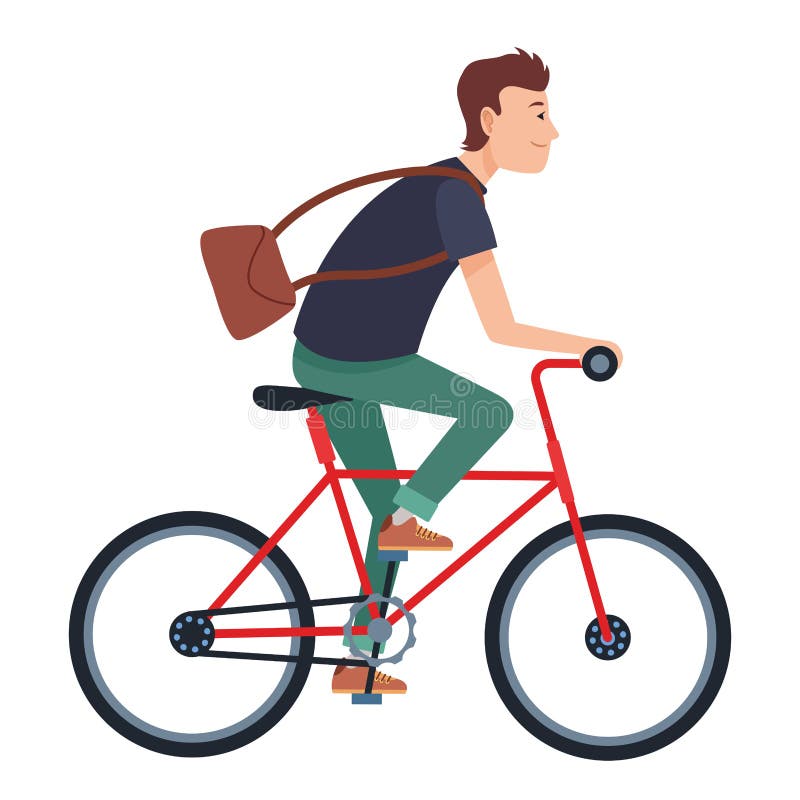 Young Man Riding on Bicycle Cartoon Stock Vector - Illustration of cyclism,  recreation: 155284359