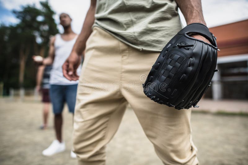 Young Man with Baseball Glove on Hand Stock Photo Image of sportsman