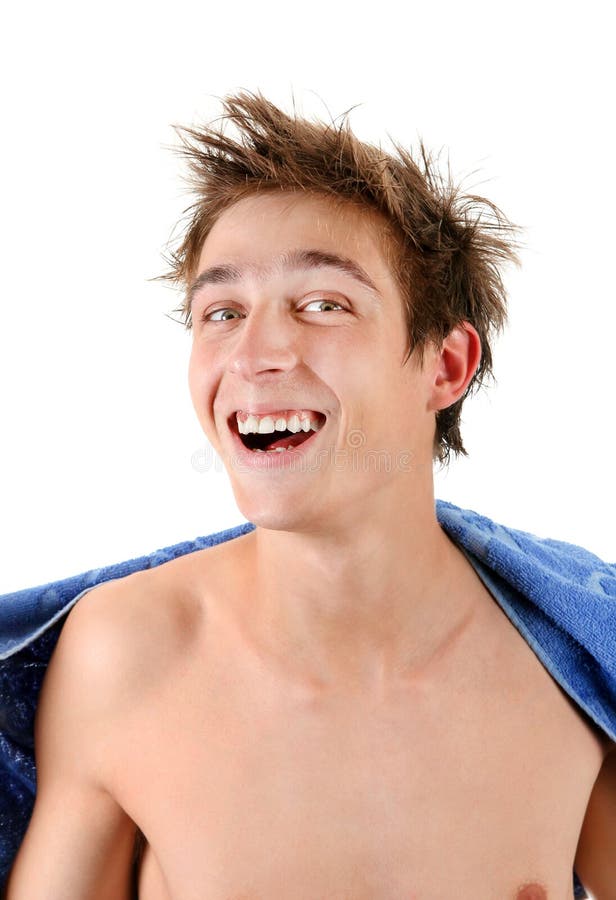 Young Man with Bath Towel stock photo. Image of isolated 63785090