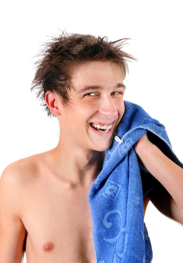 Young Man with Bath Towel stock image. Image of body 67219433