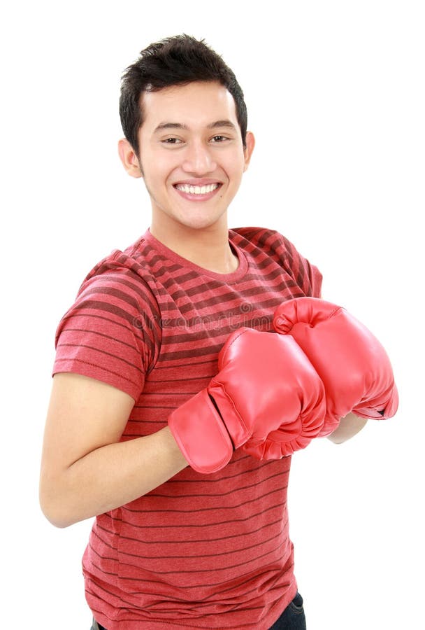 Young Man With Boxing Glove Stock Image - Image of nice, expression ...
