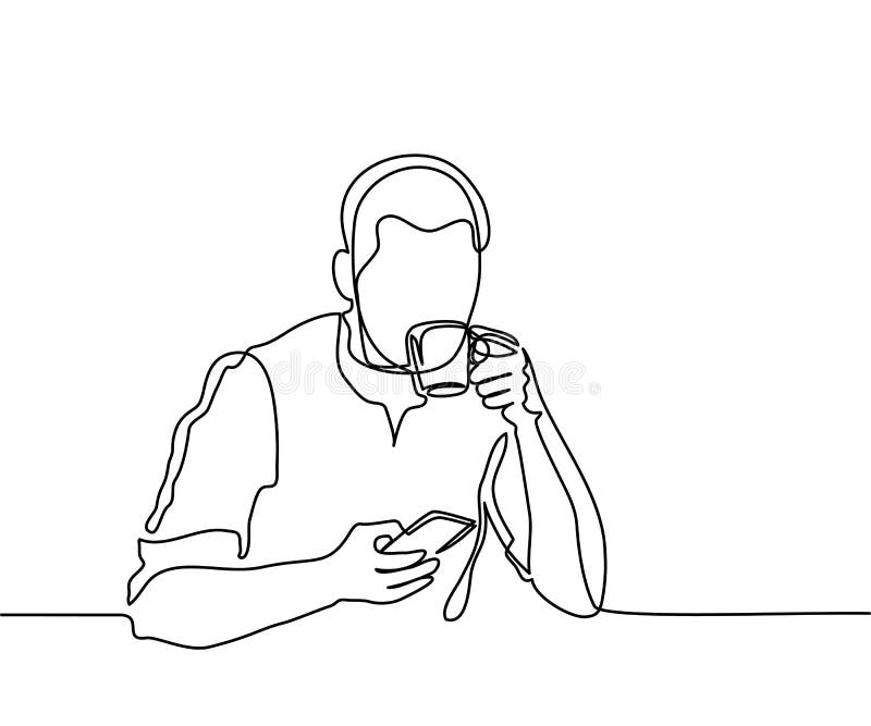 Premium Vector  Continuous one line art drawing of woman drinking coffee  coffee one line art drawing