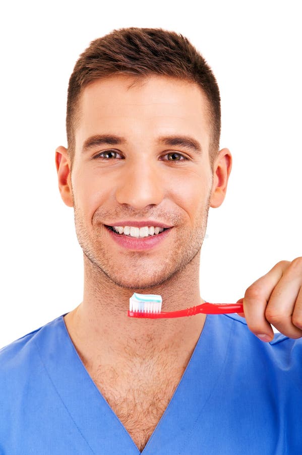 A Young Man Brushing His Teeth Stock Image Image of handle, mouth