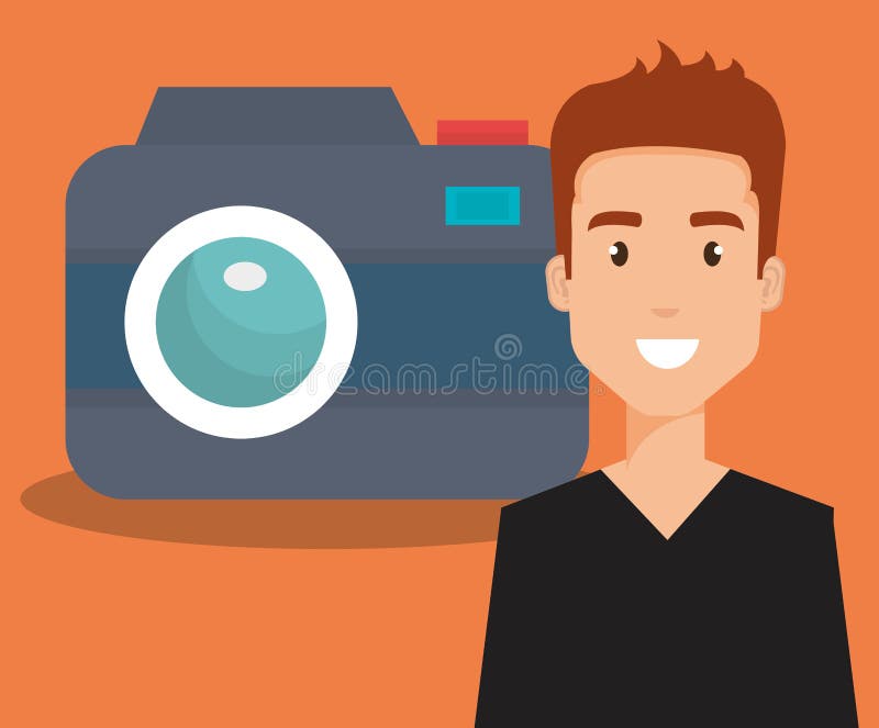 Young Man with Camera Avatar Character Stock Vector - Illustration of ...