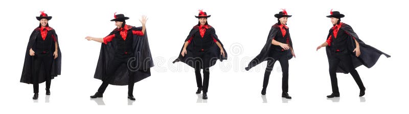 Young man in carnival coat isolated on white royalty free stock photo Young man in carnival coat isolated on white royalty free stock photo
