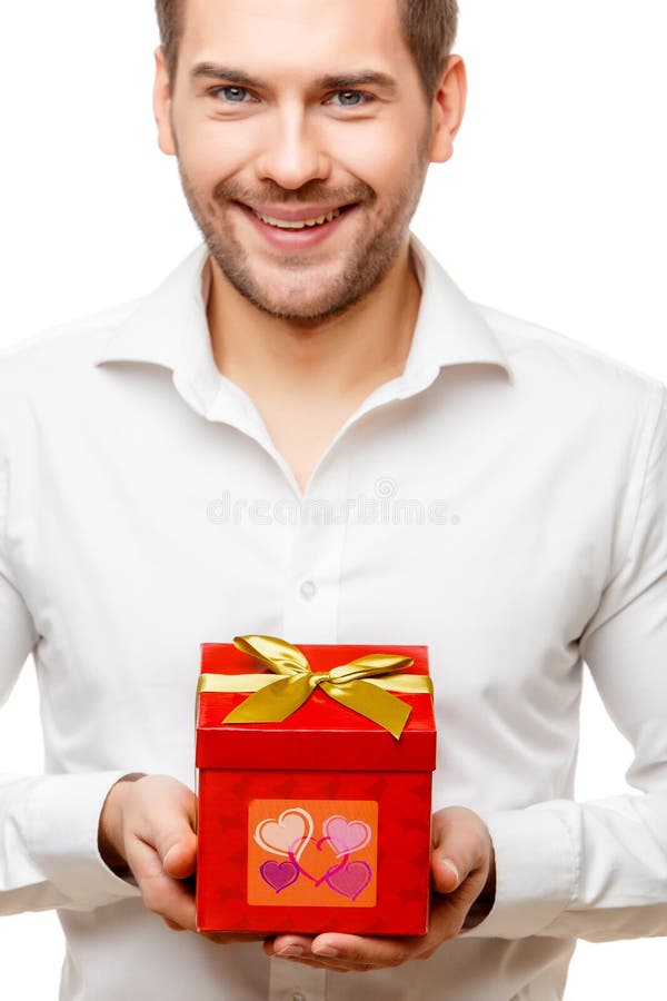 Young Man Carries Heart Shaped Box Stock Image Image Of Color Casual 63874067