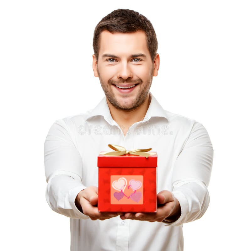 Young Man Carries Heart Shaped Box Stock Image Image Of Cute Carries