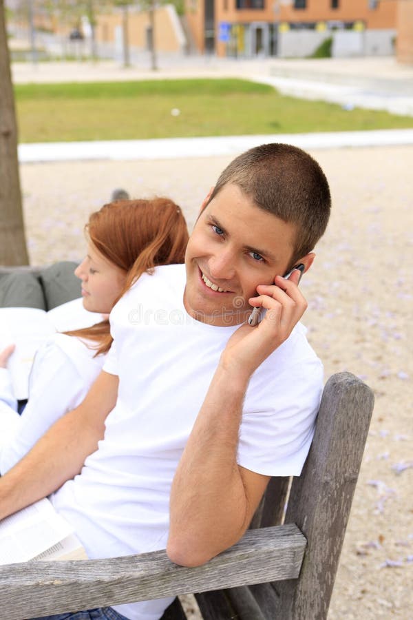 Young man on a cell phone