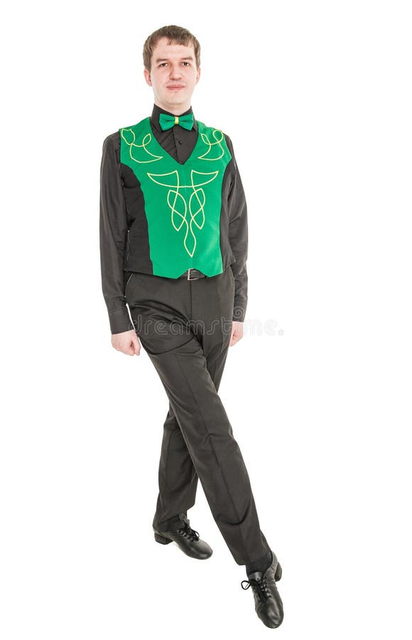 Young Man in Costume for Irish Dance Isolated Stock Photo Image of