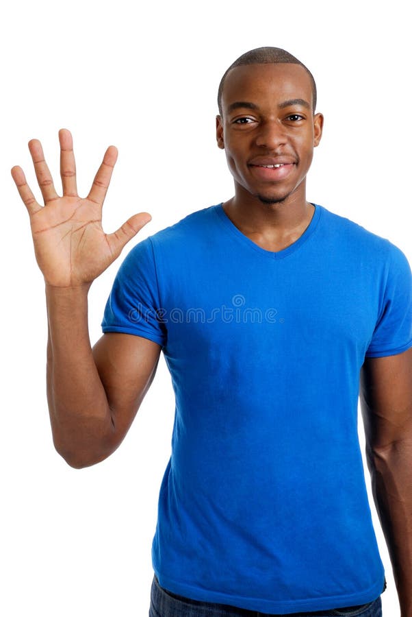 Young man counting to one stock image. Image of male - 10469657