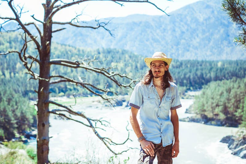 The guy in the cowboy hat royalty free stock photography