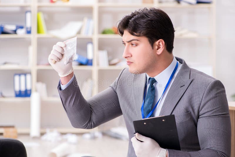 Young Man during Crime Investigation in Office Stock Photo Image of