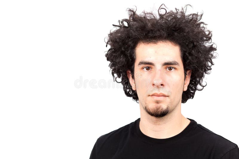 Curl port. Handsome young man curly hair. Курчавый человек.