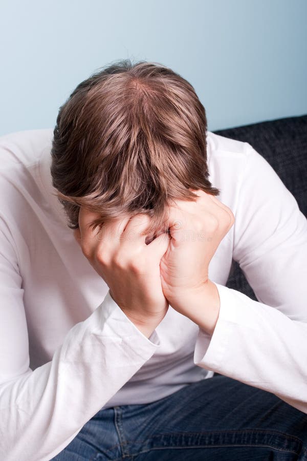 Young man in despair royalty free stock photos