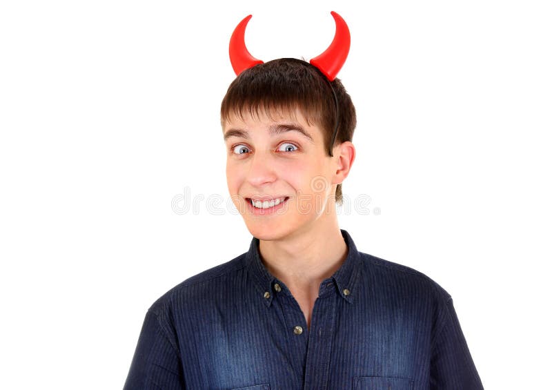 Young Man with Devil Horns royalty free stock photography