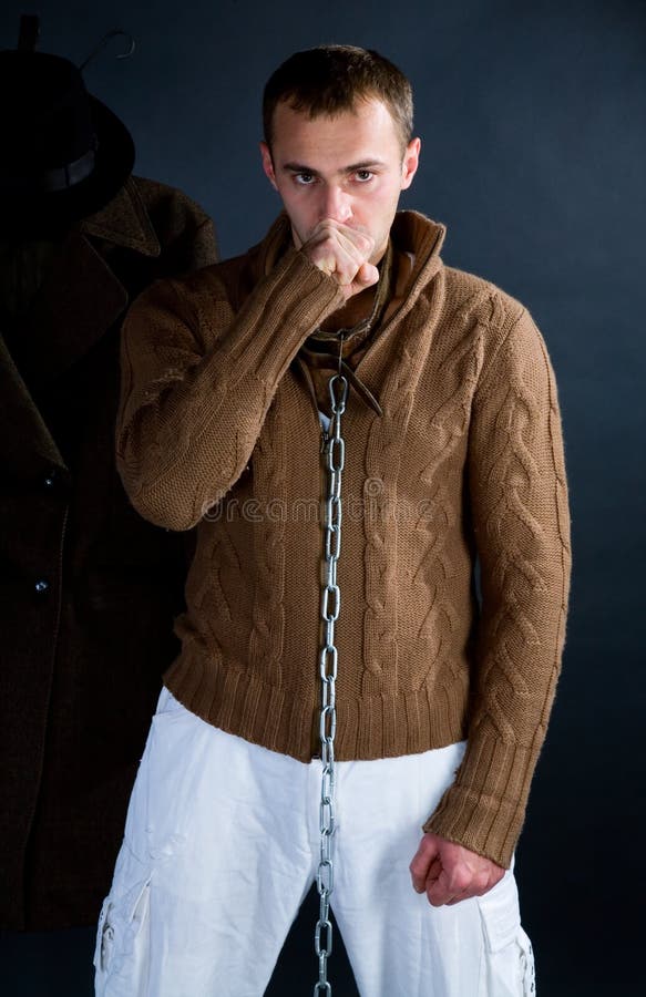 A Young Man in a Dog Collar Around His Neck Stock Image Image of tied