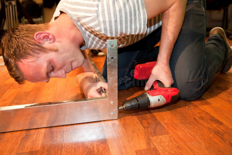 Young man doing DIY home improvements