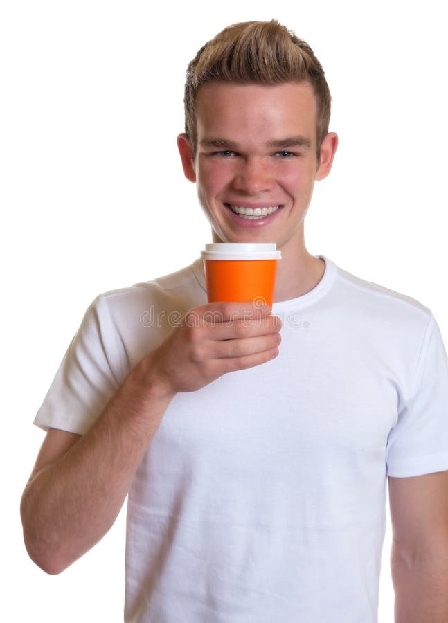 Young man drinking hot coffee