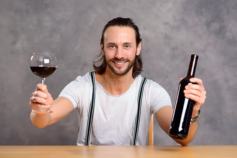 Young Man Drinking Red Wine Stock Photo Image of white, taste 75010886