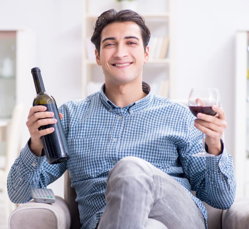 Old Man Drinking Wine in the Bedroom Stock Photo - Image of heavy ...