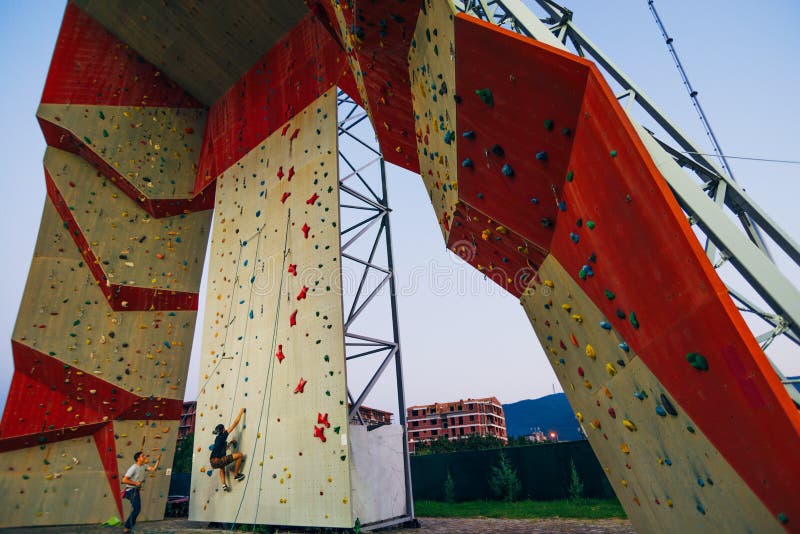 Young Man Exercising in Climbing Gym Stock Image Image of exercise