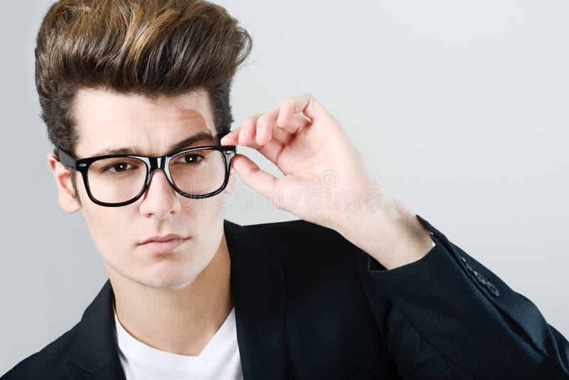 Young man with eyeglasses stock image. Image of ophthalmology 30457177