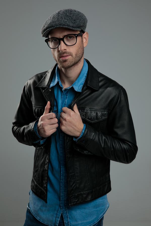 flat cap and leather jacket