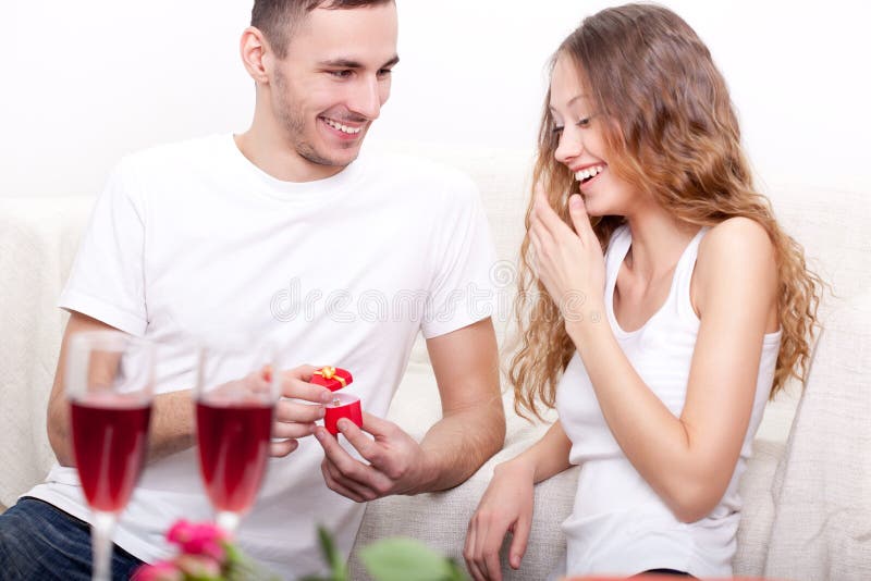 Young Man Giving Ring for His Girlfriend Stock Image Image of 2025