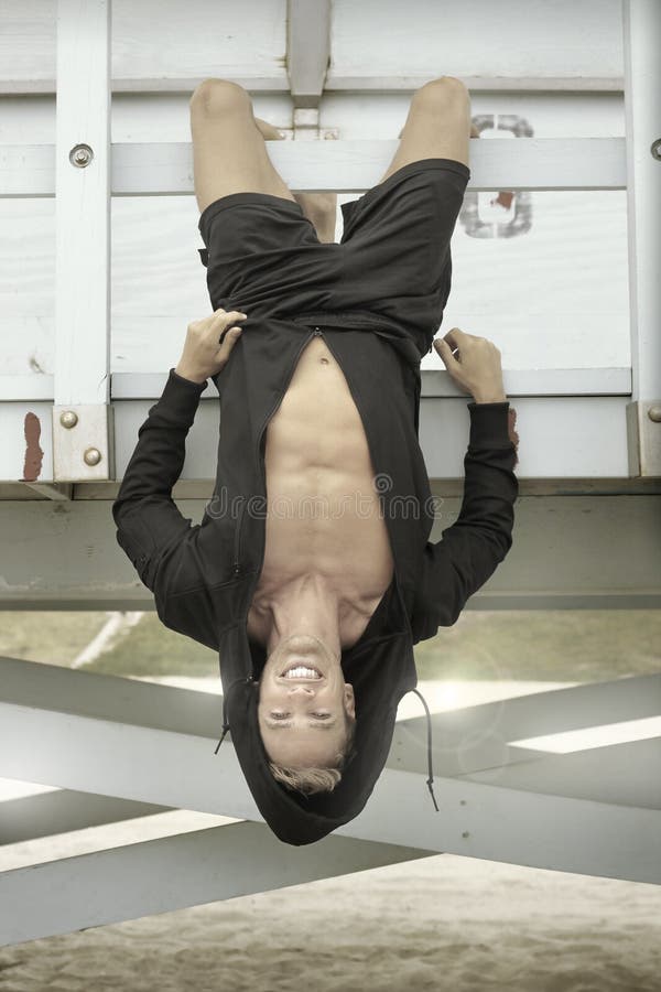 Young man hanging stock photo.